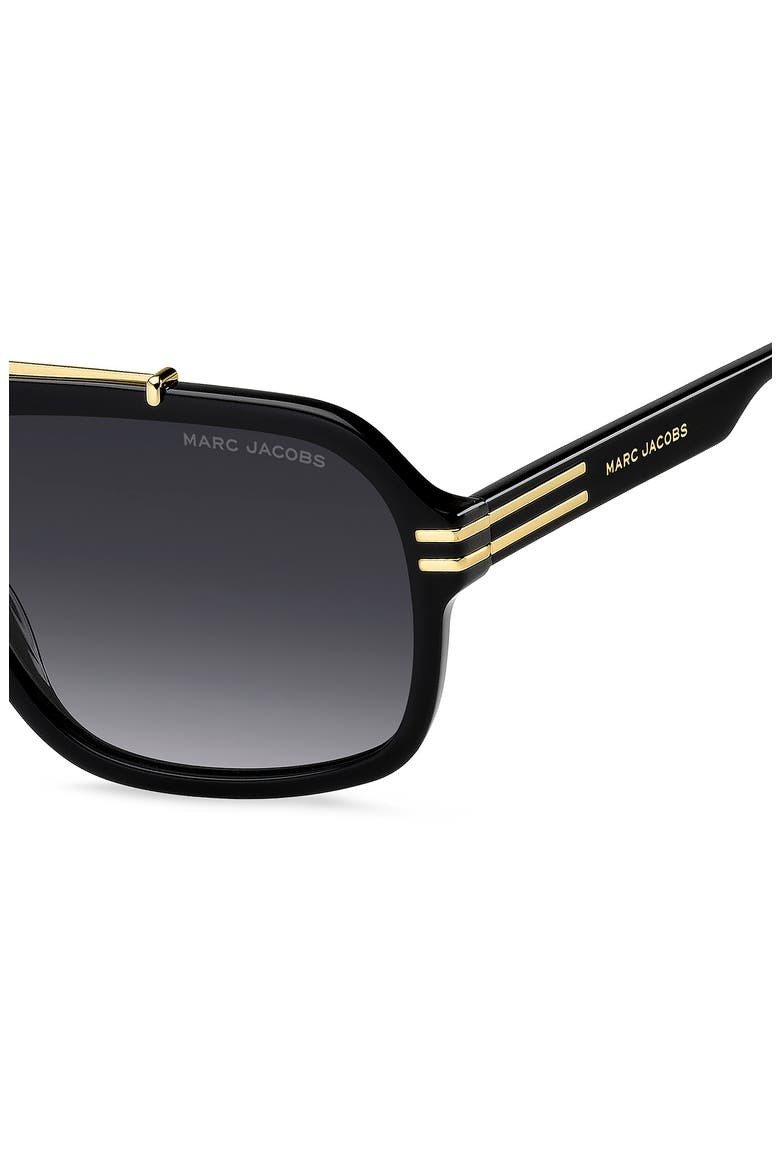 58mm Gradient Flat Top Rectangular Sunglasses, Alternate, color, BLACK GOLD/ DARK GREY SF