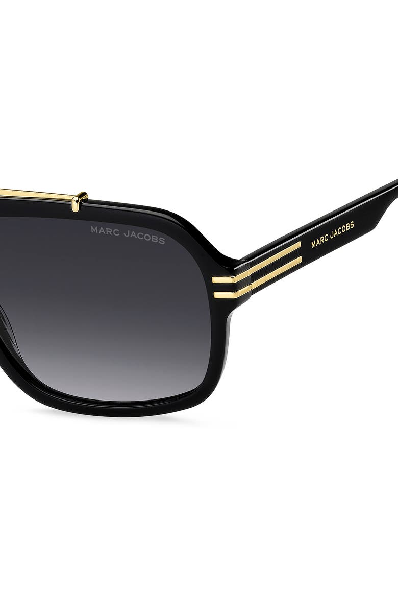 Marc Jacobs 58mm Gradient Flat Top Rectangular Sunglasses, Alternate, color, Black Gold/ Dark Grey Sf