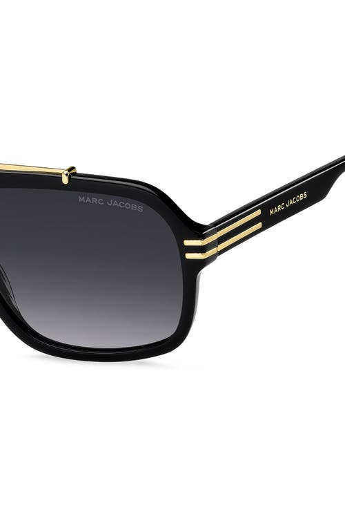 Marc Jacobs 58mm Gradient Flat Top Rectangular Sunglasses In Black Gold/dark Grey Sf