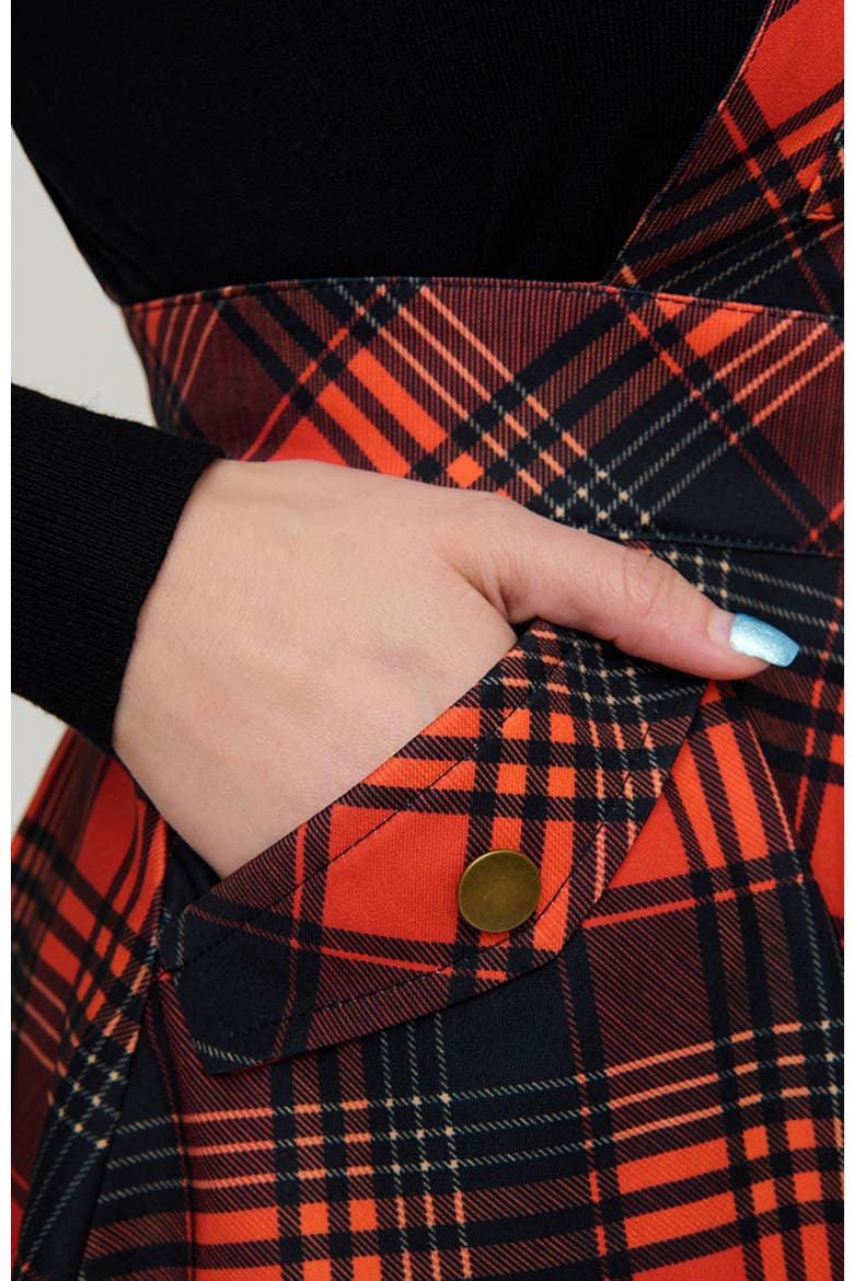 Brionne Pinafore Skirt, Alternate, color, Orange Plaid