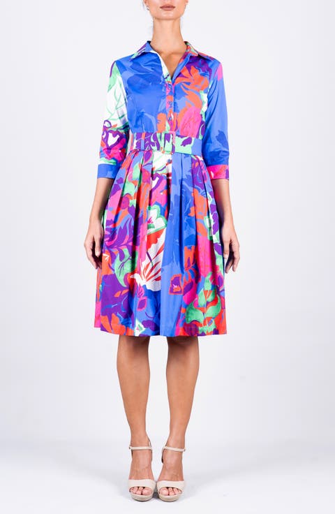 Pleated Stretch Audrey Shirtdress
