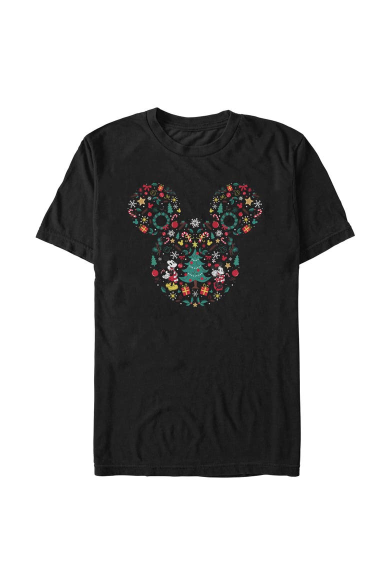 Men's Christmas Wonderland Icon Collage Short Sleeve Graphic T-Shirt, Main, color, Black