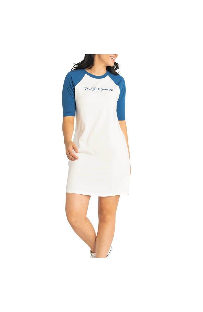 LUSSO Women's Lusso  White New York Yankees Nettie Raglan Half-Sleeve Tri-Blend T-Shirt Dress, Alternate, color, White