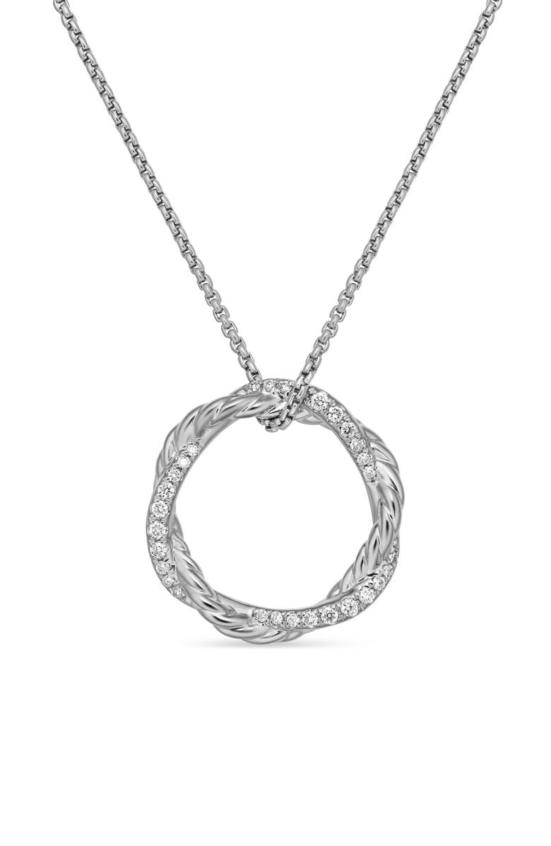 David Yurman Petite Infinity Pendant Necklace with Pavé Diamonds, Main, color, Diamond/ Silver