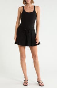 Madden Girl Square Neck Pleated Drop Waist Minidress