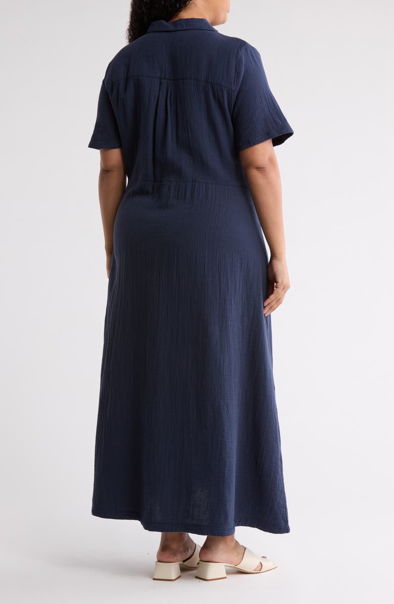 Caslon<sup>®</sup> Cotton Gauze Tie Front Dress, Alternate, color, Navy Blazer