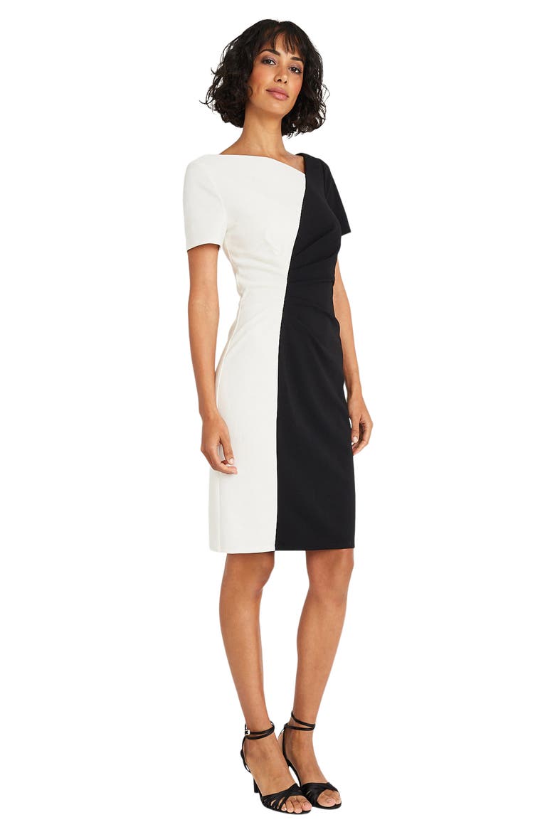 Colorblock Bodycon Dress, Alternate, color, BLACK/ WHITE