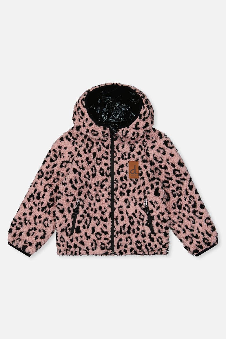 Reversible Mid-Season Hooded Fleece Jacket, Alternate, color, Black and Pink