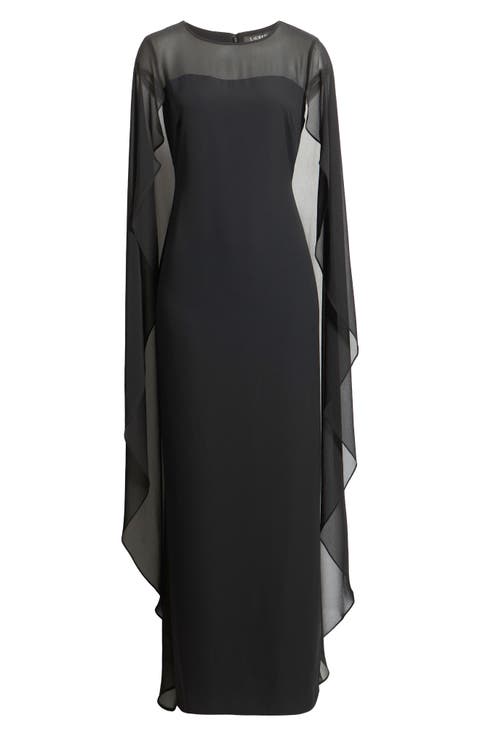 Drape Sleeve Cape Gown