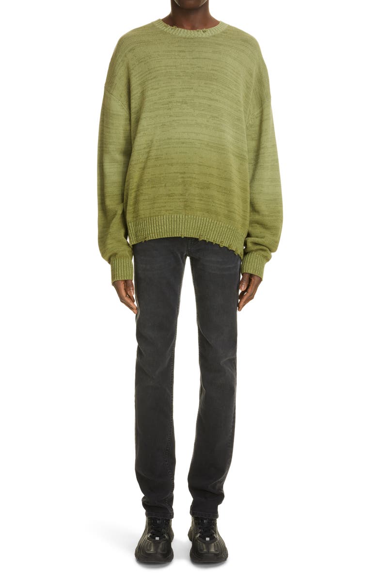 Acne Studios Kapi Ombré Distressed Cotton Sweater, Alternate, color, 