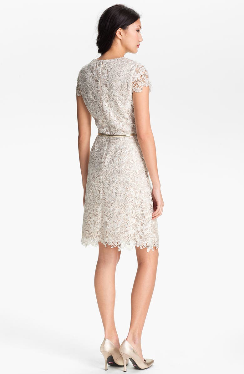 Eliza J Belted Lace Dress, Alternate, color, 