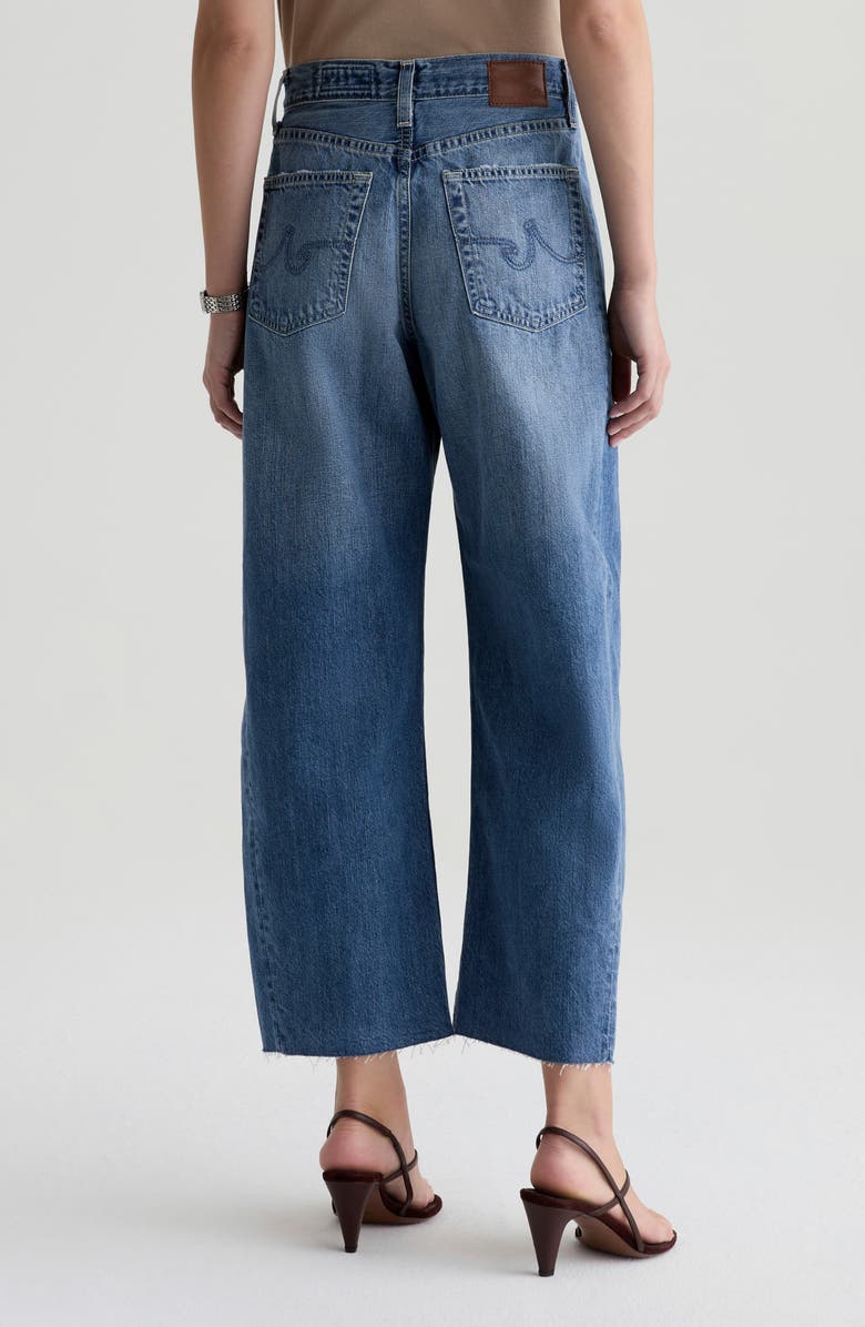 AG Hattie Raw Hem High Waist Crop Barrel Leg Jeans, Alternate, color, Yellowstone