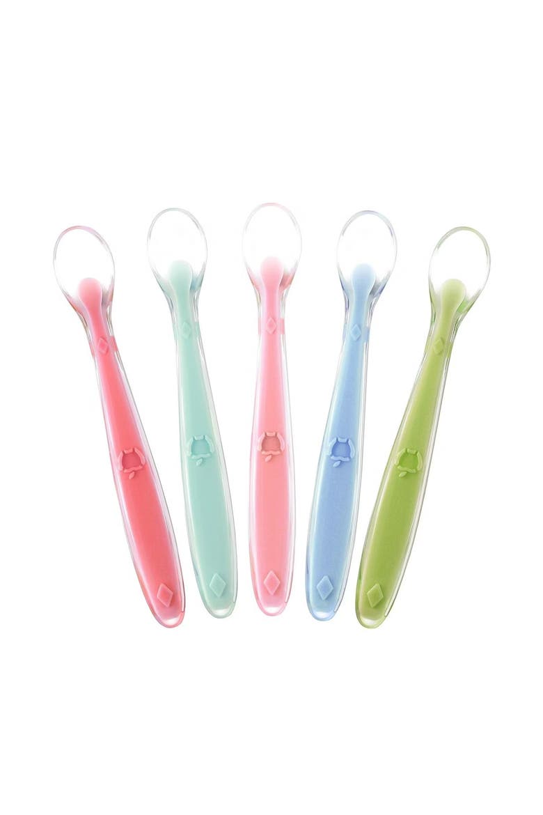 Silicone Baby Feeding Spoon Set, 5-Piece, Main, color, Multicolor