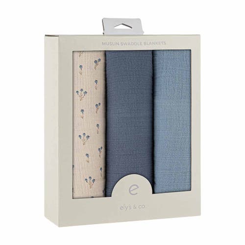 Swaddle Blanket Cotton Muslin  3 Pack In Blue Bluebell