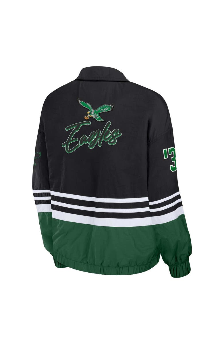 WEAR by Erin Andrews Women's WEAR by Erin Andrews Black Philadelphia Eagles Vintage Throwback Windbreaker Full-Zip Jacket, Alternate, color,