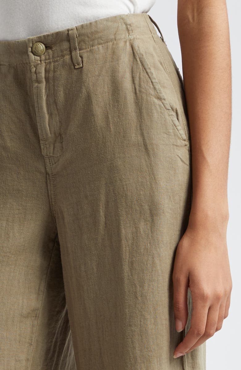 L'AGENCE Brie Wide Leg Linen Pants, Alternate, color, Covert Green
