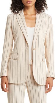 Anne Klein Pinstripe One-Button Blazer