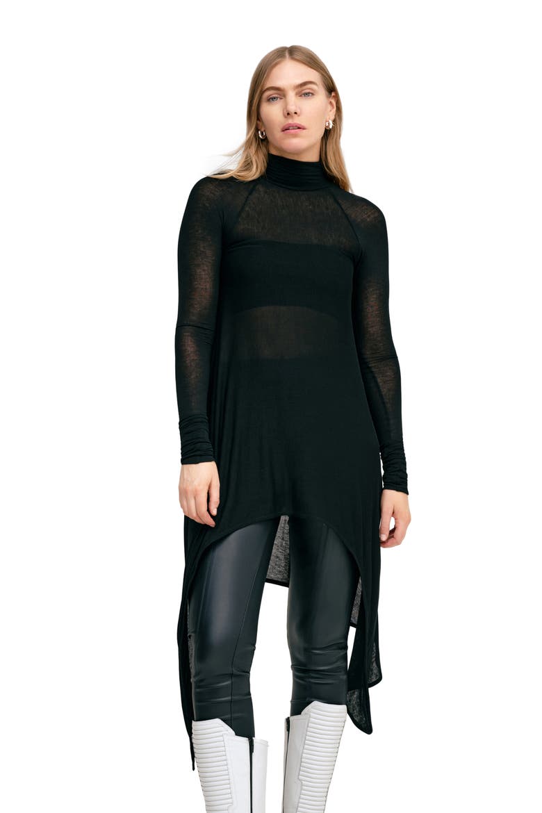 Asher Turtleneck Tunic Sweater, Alternate, color, BLACK