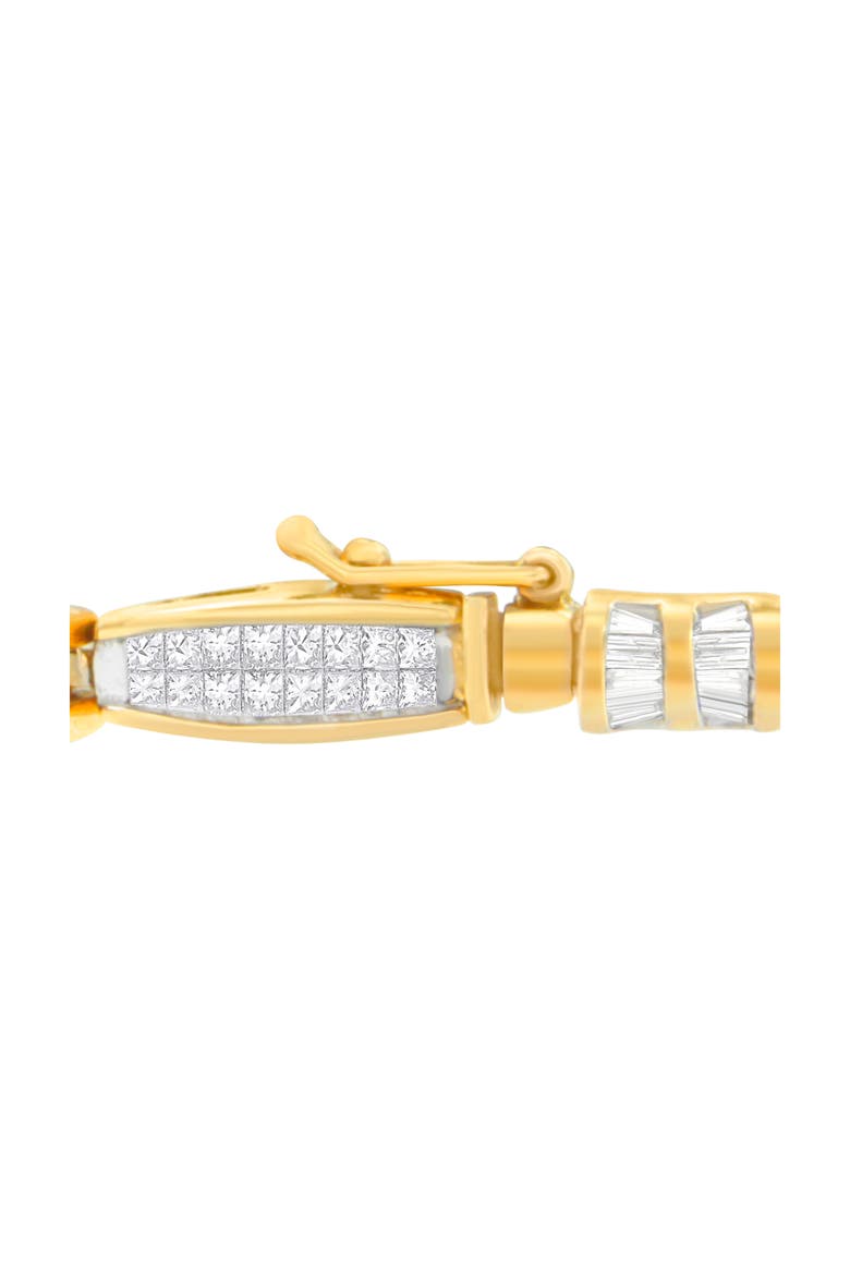 14K Yellow Gold Princess and Baguette Cut Diamond Beaded Bracelet, Alternate, color, Yellow