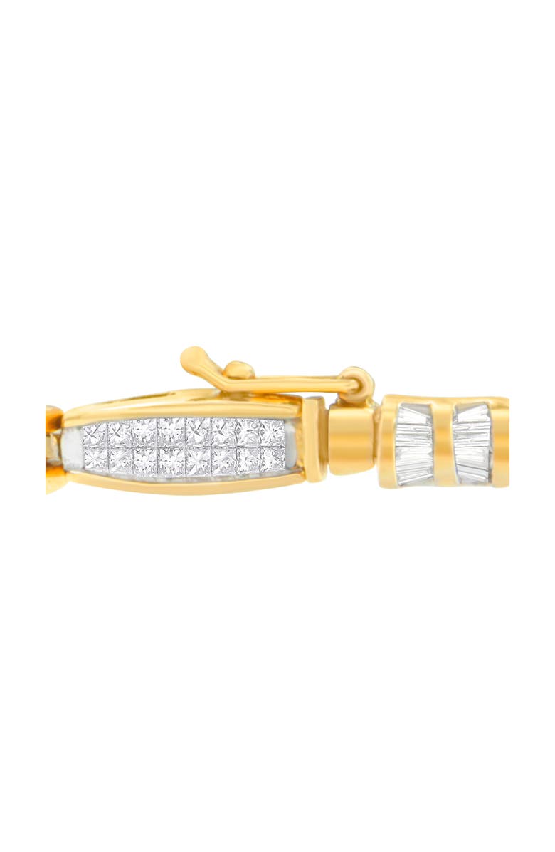Haus of Brilliance 14K Yellow Gold Princess and Baguette Cut Diamond Beaded Bracelet, Alternate, color, Yellow