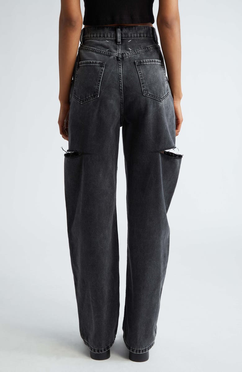 Maison Margiela Ripped Side Cutout Jeans, Alternate, color, Black Washed