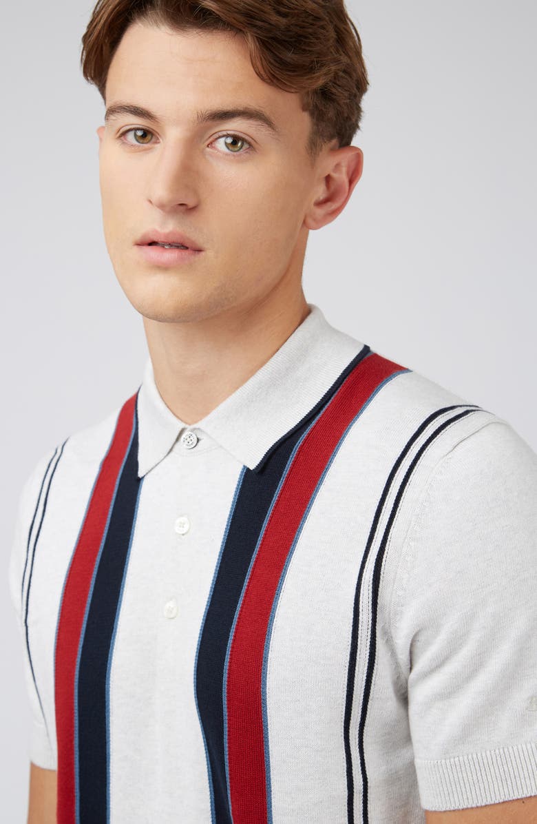 Ben Sherman Vertical Stripe Polo Sweater, Alternate, color, 
