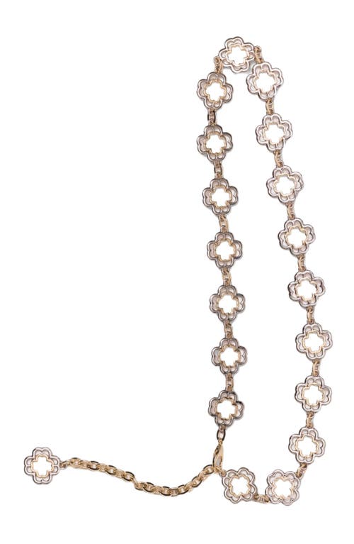 Maje Two-tone Clover Chain Belt In Gold