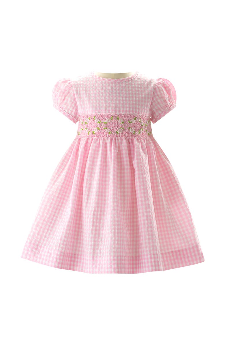 Rachel Riley Gingham Smocked Dress & Bloomers, Main, color, 