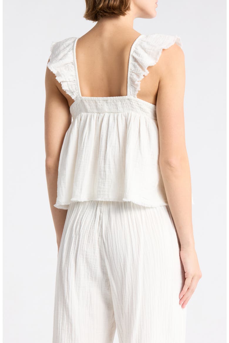 Cotton Gauze Flutter Sleeve Babydoll Top, Alternate, color, IVORY