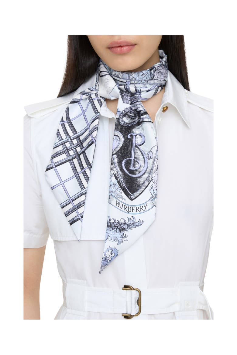 Skinny Reversible Etched Knight Silk Scarf, Alternate, color, Cornflower blue