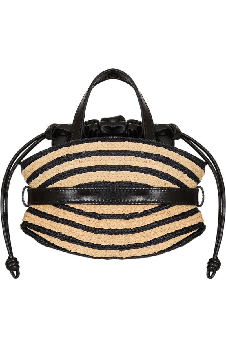 Balmain Mini Shuffle bag in smooth leather and raffia, Alternate, color, Beige