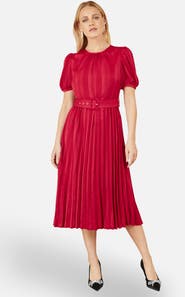 Yumi Satin Striped Midi Dress