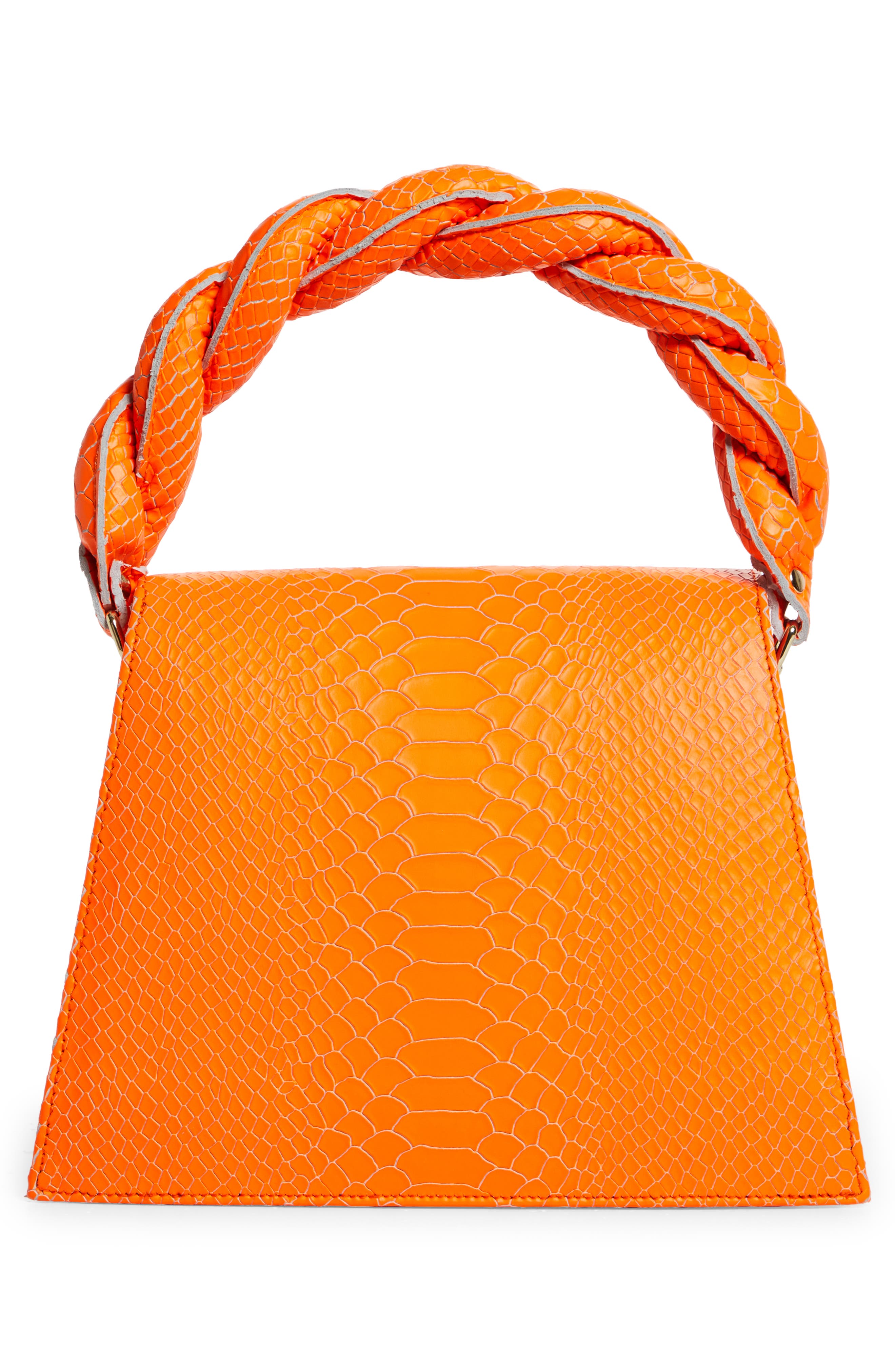 Grande Zaza Leather Top Handle Bag, Alternate, color, NEON ORANGE