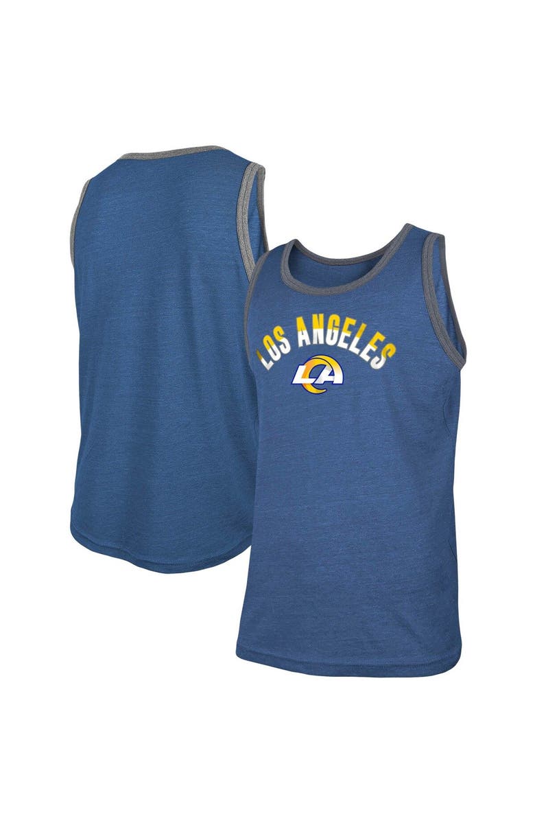 New Era Men's New Era Heathered Royal Los Angeles Rams Ringer Tri-Blend Tank Top, Main, color, Heather Royal