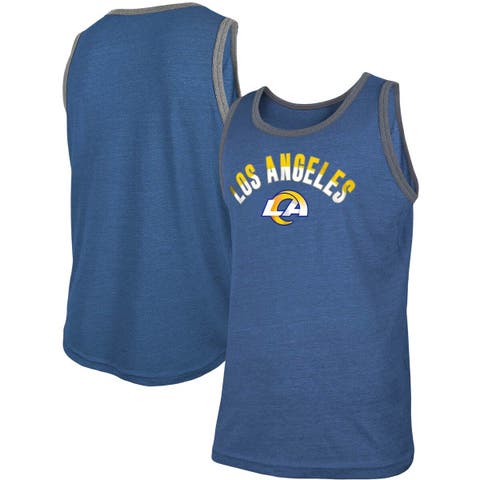 Men's New Era Heathered Royal Los Angeles Rams Ringer Tri-Blend Tank Top