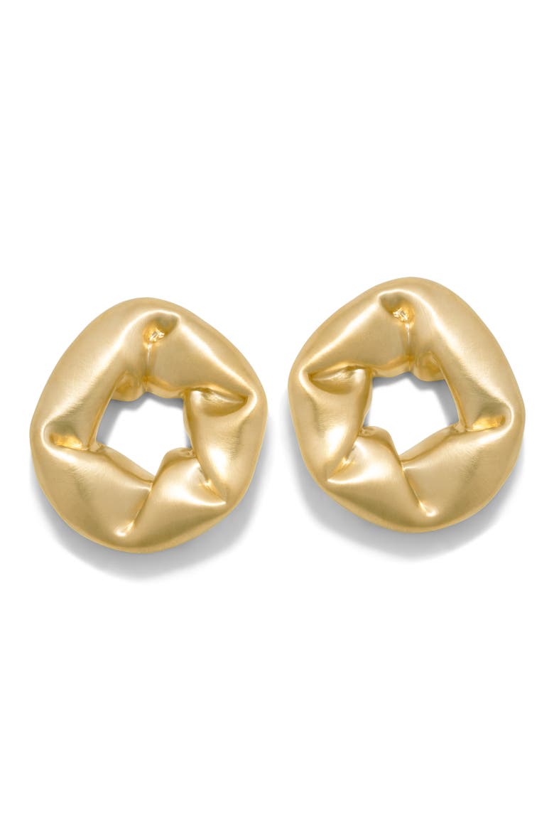Big Scrunched Open Circle Drop Earrings, Main, color, 18CT GOLD S. PLATED