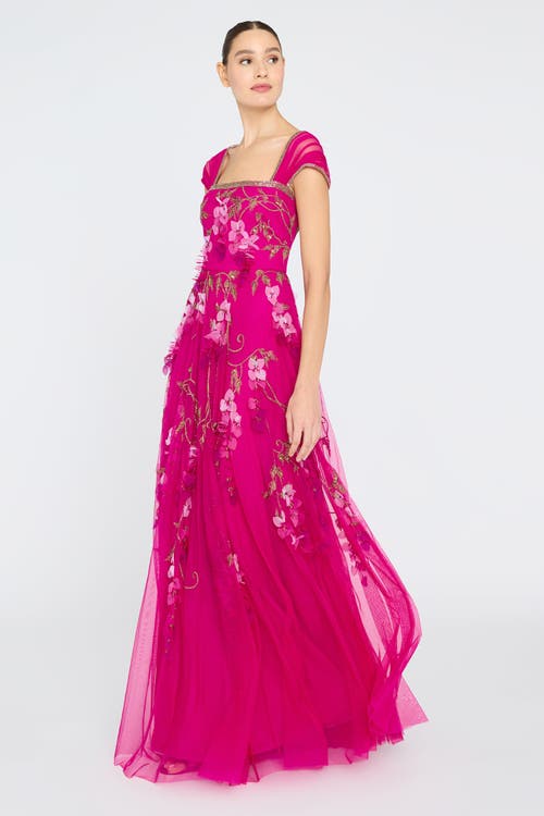 Theia Giana Beaded Gown In Pink
