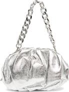 PEDRO★ペドロ Faux Fur Ruched Clutch with Chain バッグ PO33 Women's Cloud Clutch Shoulder Bag Ruched Pouch Golden Chunky