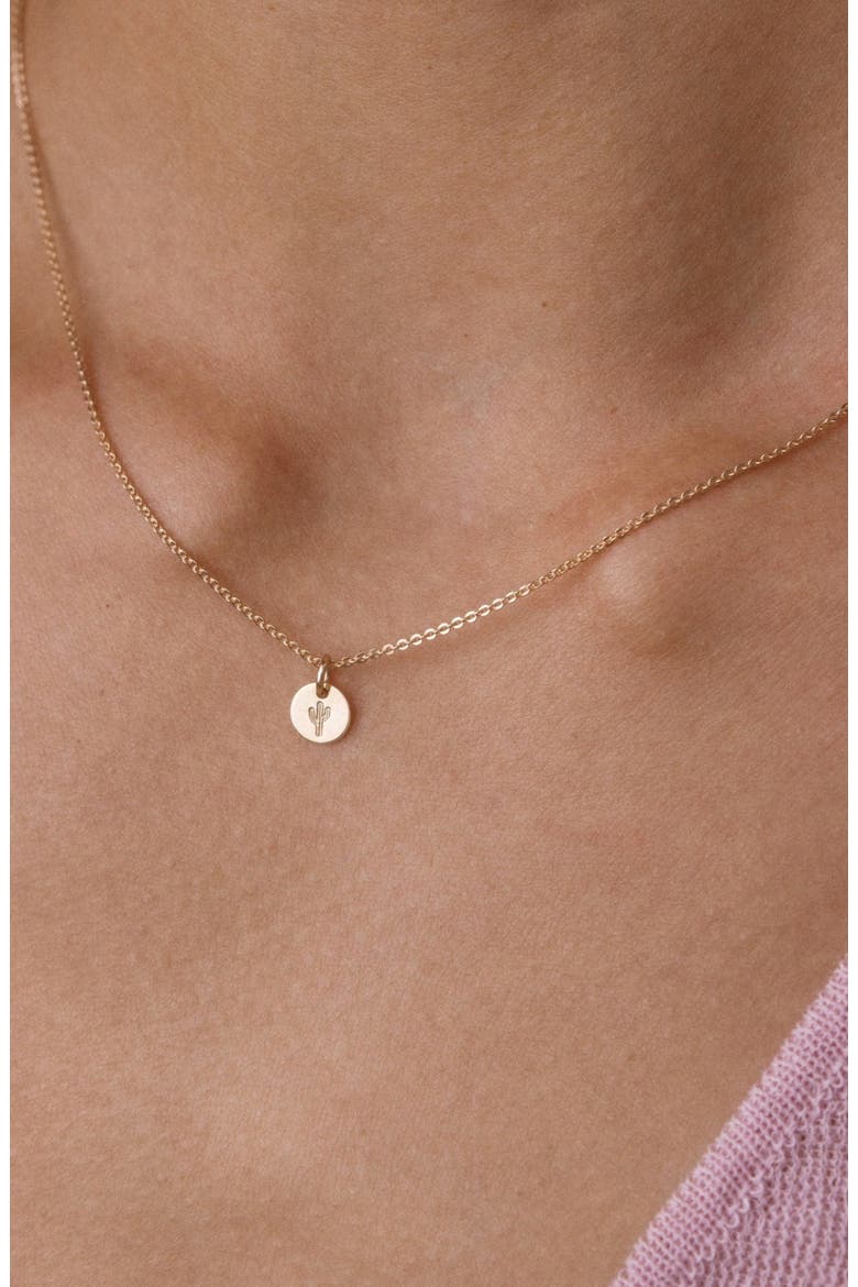 Cactus Disc Necklace, Alternate, color, Gold Filled