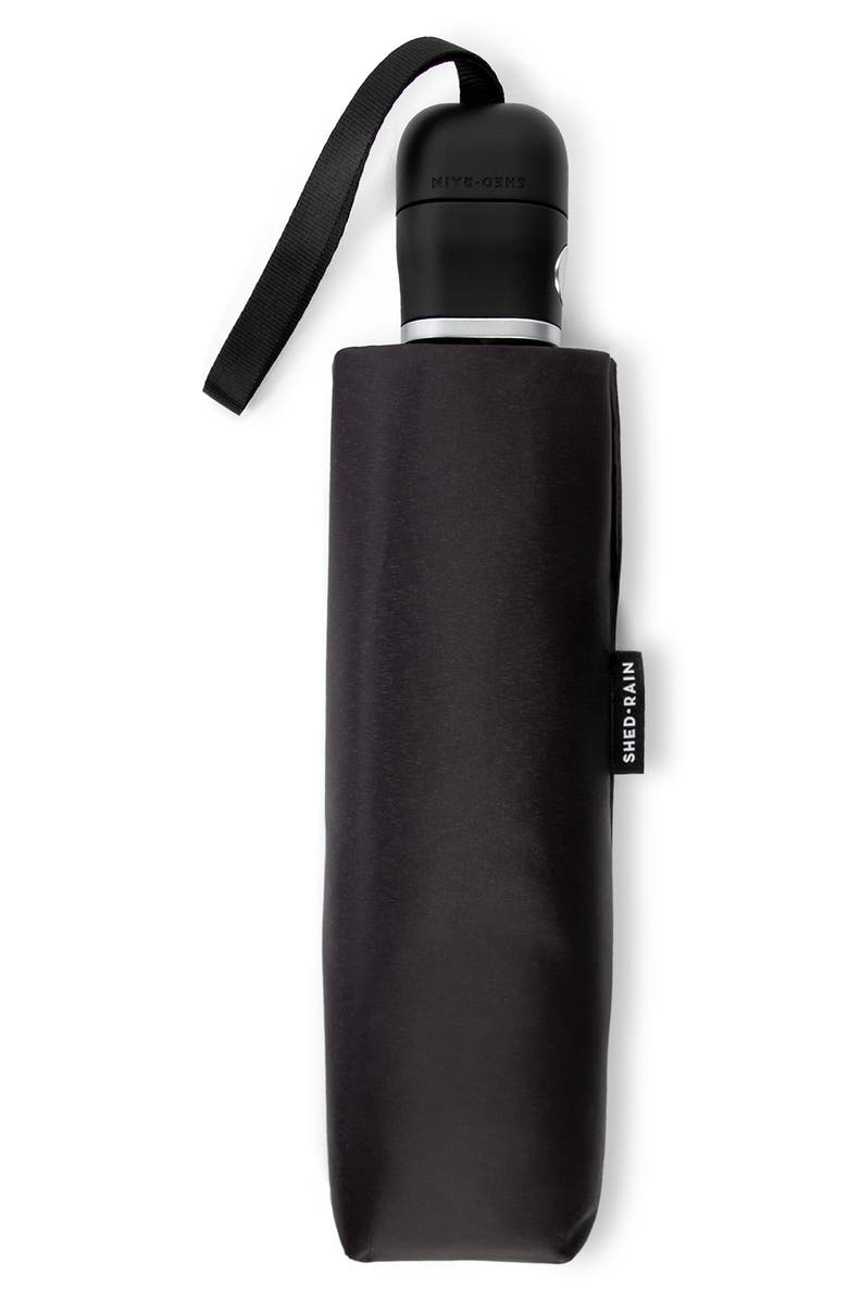 ShedRain Super Slim Auto Open Compact Umbrella, Alternate, color, Black