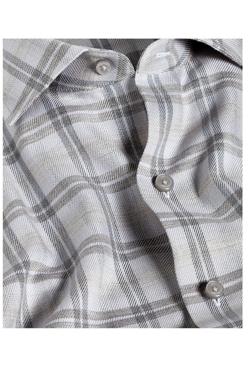 Melange Check Pima Cotton Sport Shirt, Alternate, color, HEATHER GREY