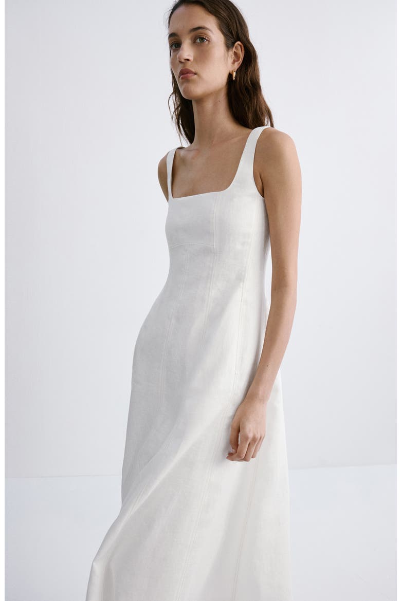 Sleeveless A-Line Midi Dress, Alternate, color, WHITE