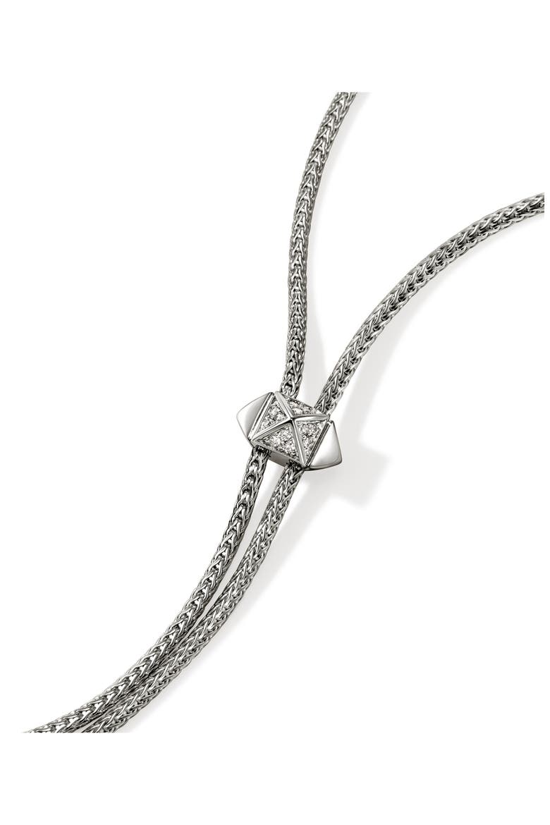 Icon Stud Lariat Necklace, Sterling Silver, Diamonds, Alternate, color, SILVER