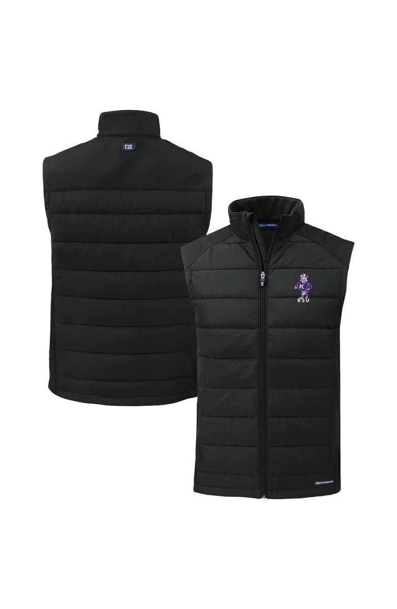 Cutter & Buck Men's Cutter & Buck Black Kansas State Wildcats Vault Evoke Hybrid Eco Softshell Recycled Full-Zip Vest, Main, color,