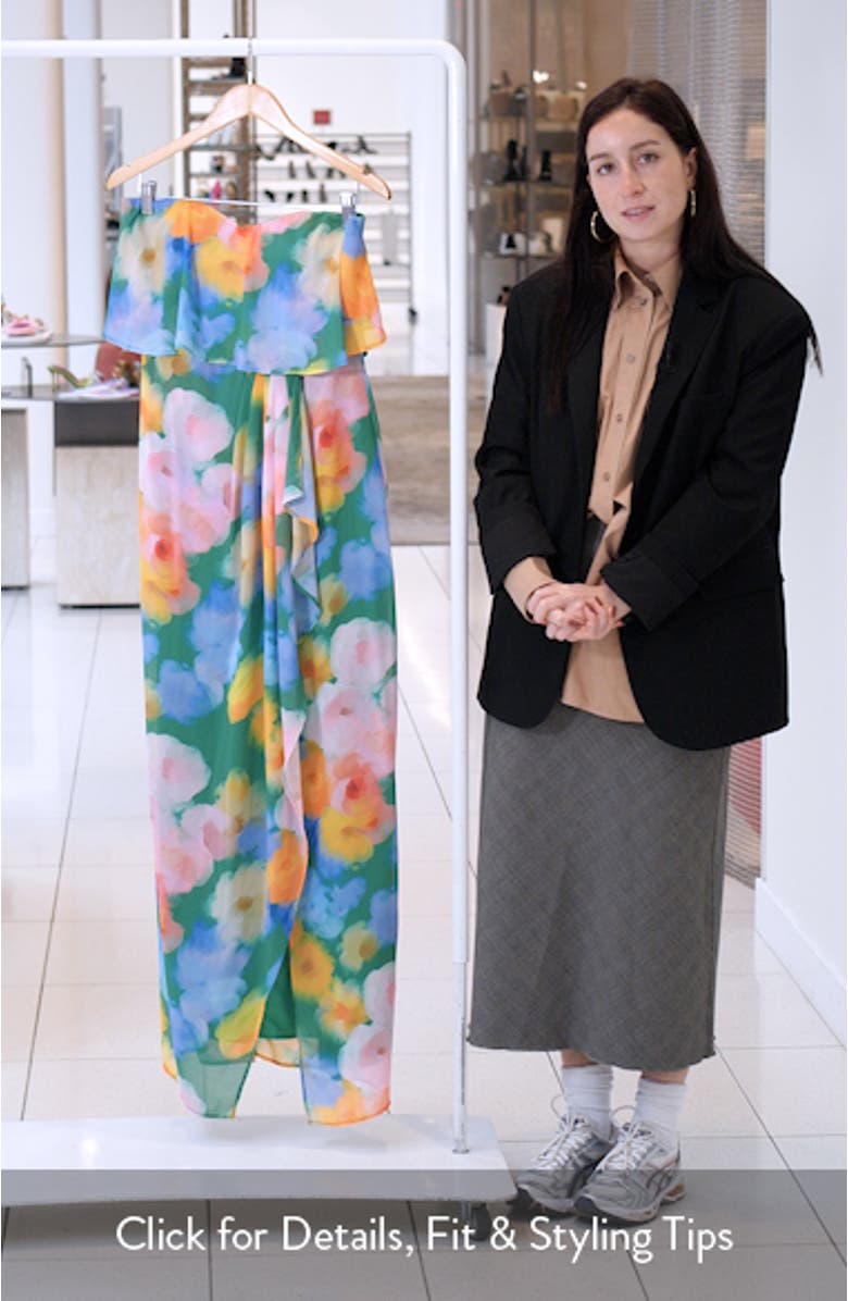 Floral Pleated Strapless Gown, sales video thumbnail