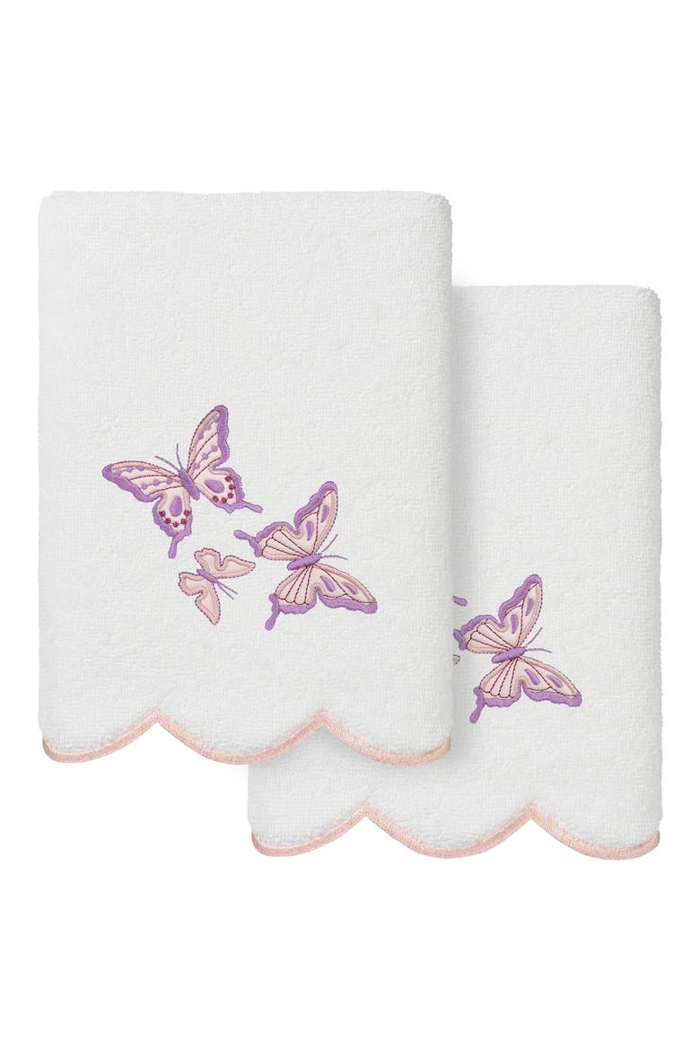 2-Piece Brittney Embroidered Turkish Cotton Hand Towel Set, Main, color, WHITE/ PINK