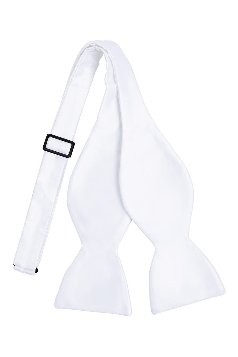 Men's Solid Satin Bow Tie, Alternate, color, WHITE
