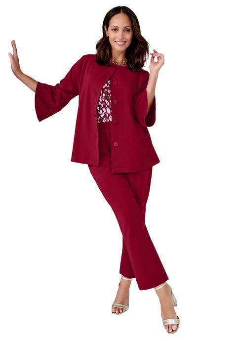 Stretch Knit Crepe Bell Sleeve 2-Piece Set (Plus)