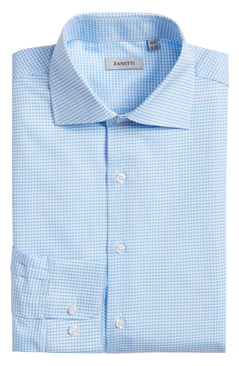 ZANETTI Grid Check Dress Shirt, Alternate, color, Light Blue/ White