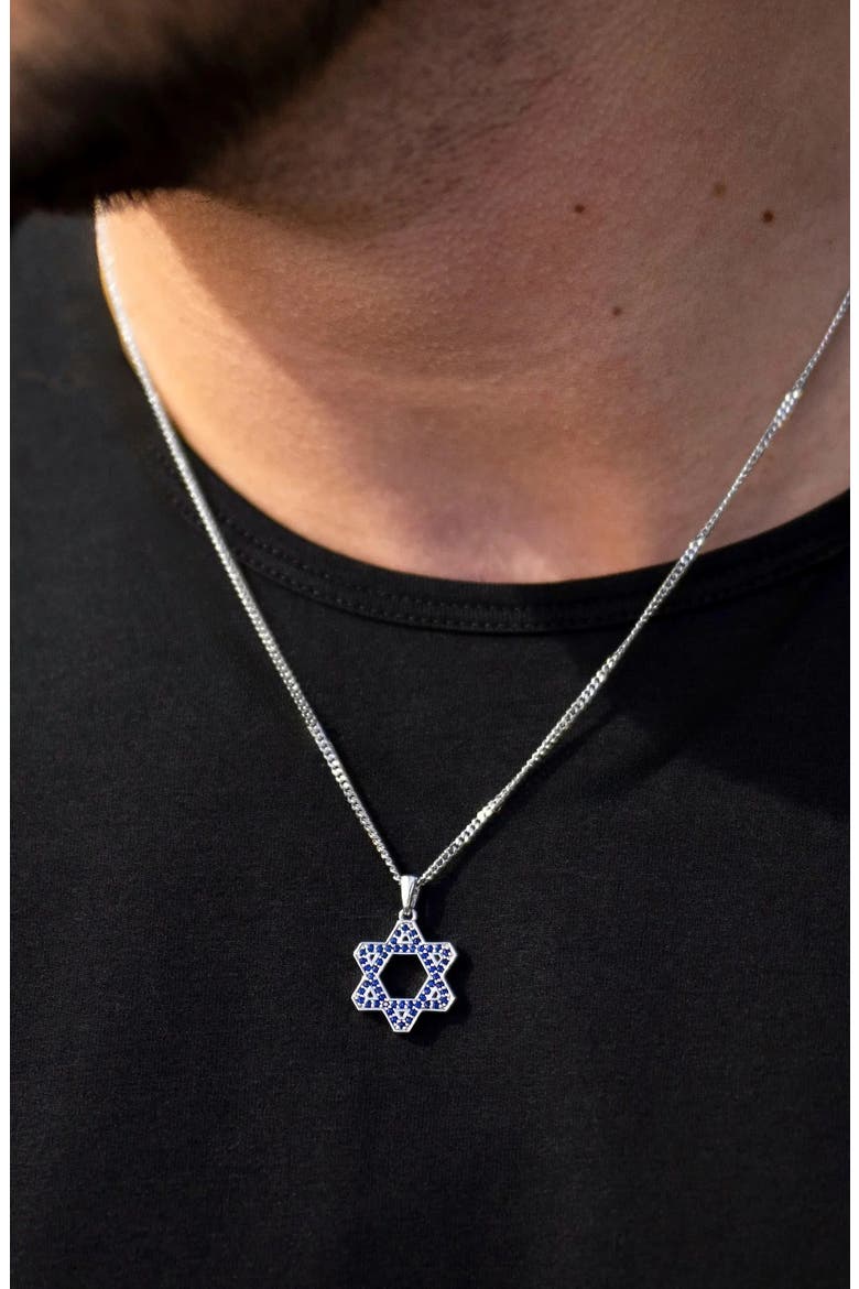 Men's Star of David Pendant Necklace, Alternate, color, BLUE SPINEL